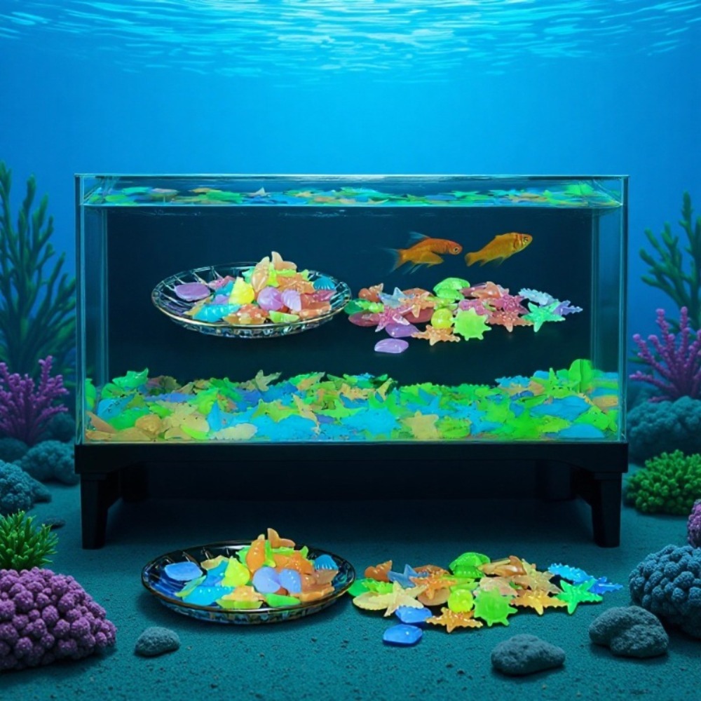 Aquarium Marine Stone - 빛나는 해양석, 형광 조개껍데기, 화려한 불가사리