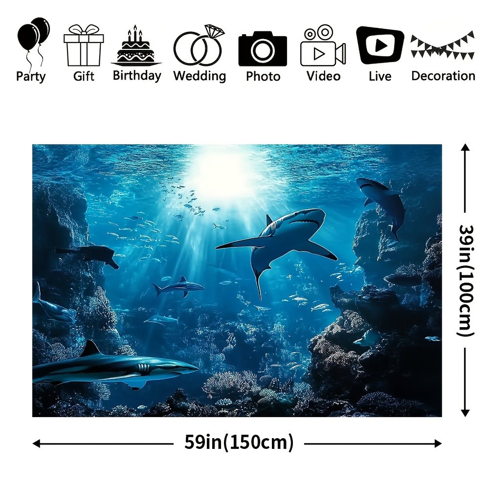 웅장한 심해 상어 벽걸이 태피스트리, 푸른 바다 해양생 - Aquarium Marine Blue 리뷰 및 가격