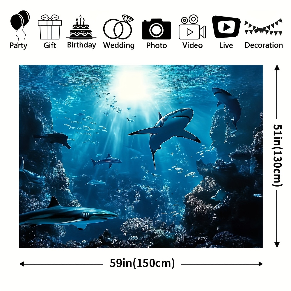 웅장한 심해 상어 벽걸이 태피스트리, 푸른 바다 해양생 - Aquarium Marine Blue 리뷰 및 가격