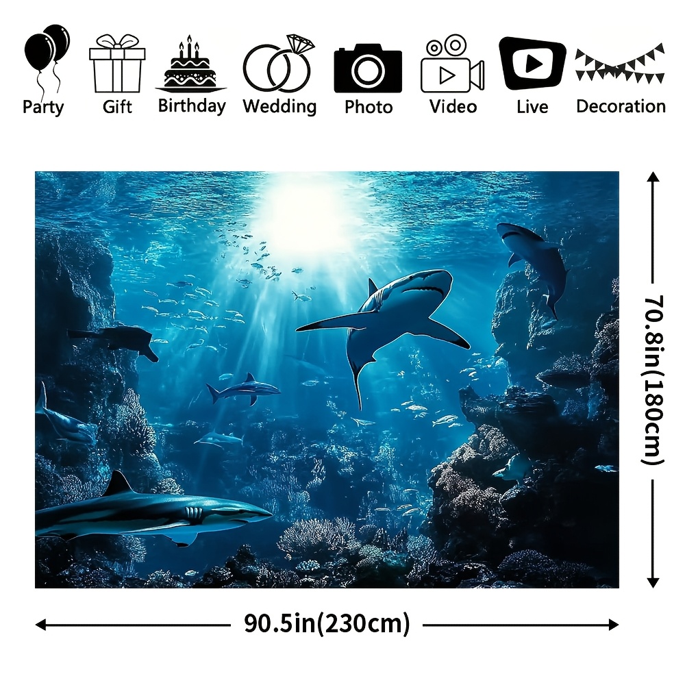 웅장한 심해 상어 벽걸이 태피스트리, 푸른 바다 해양생 - Aquarium Marine Blue 리뷰 및 가격