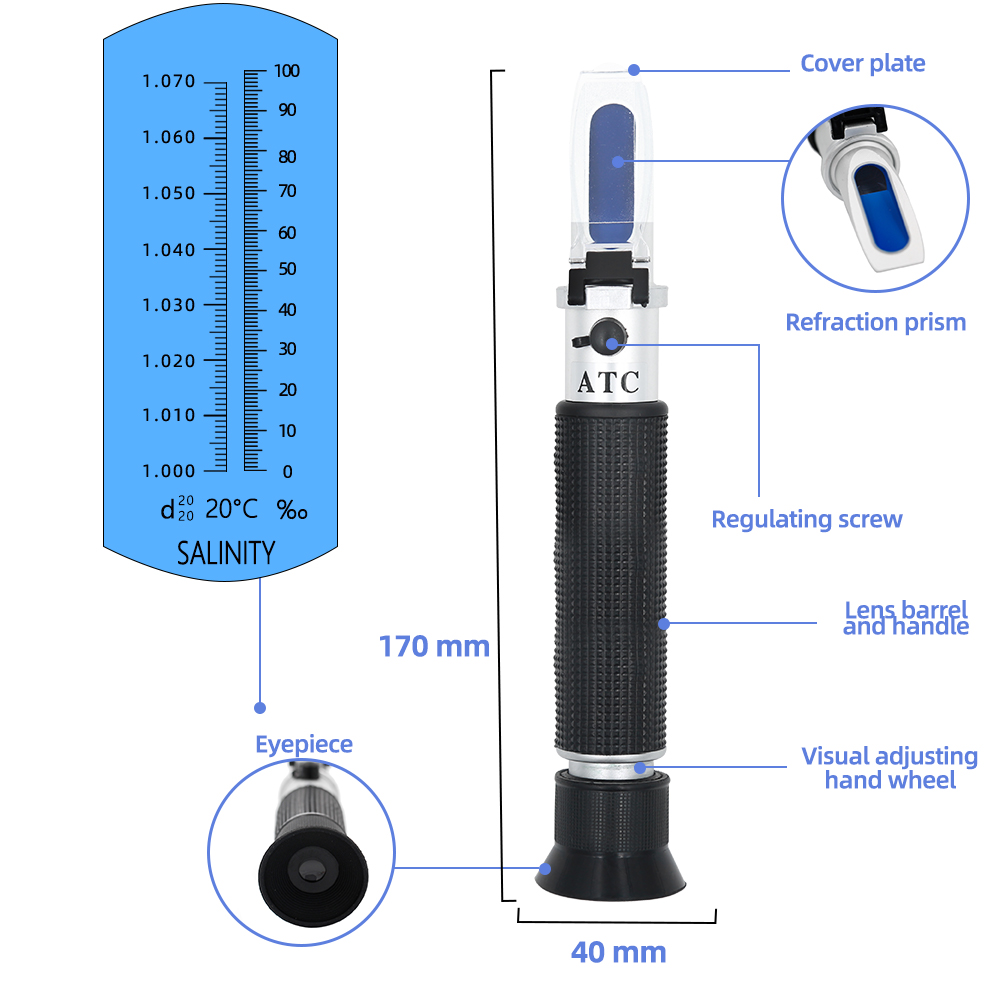 휴대용 염분 굴절계 0-100% 염분계 1.000-1. - Marine Aquarium Refractometer 리뷰 및 가격